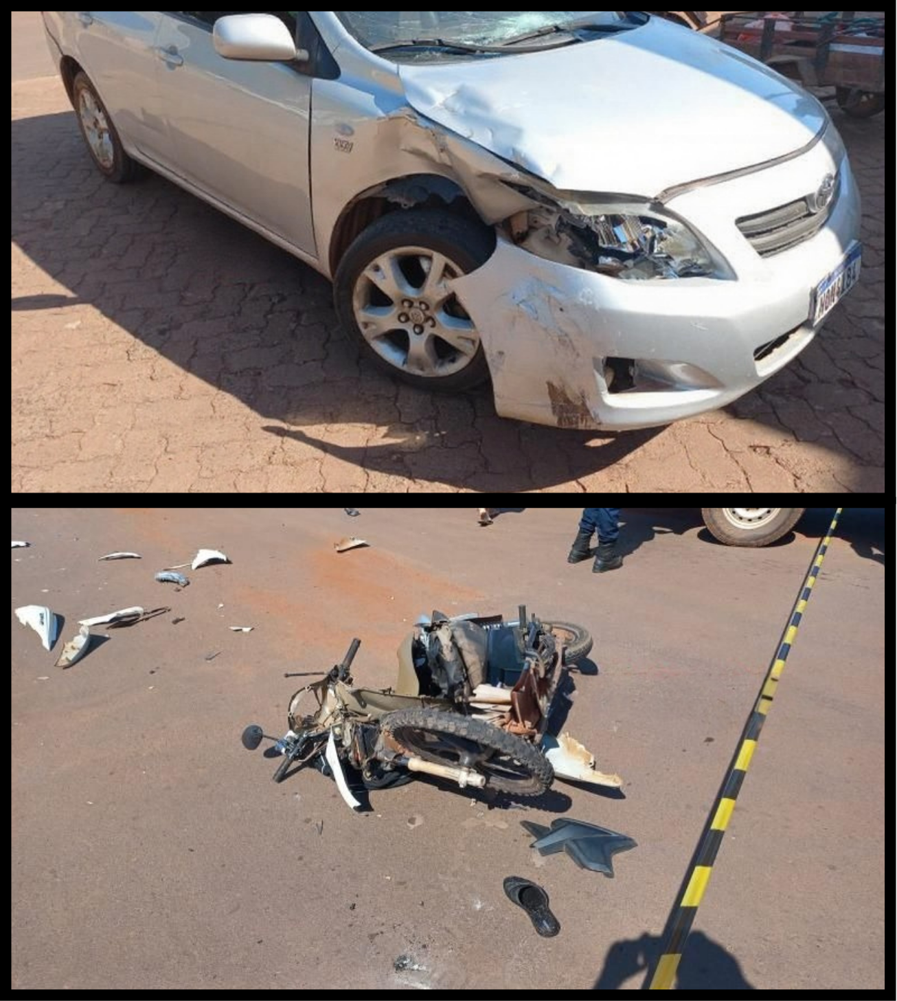 Adolescente de 17 anos sofre fraturas após colisão entre moto e carro em Rolim de Moura