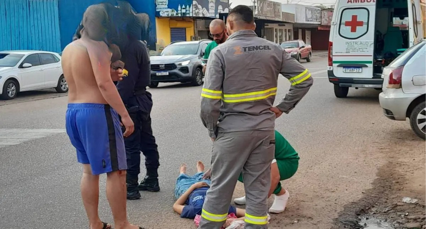 Colisão entre carro e moto deixa dois feridos em Porto Velho