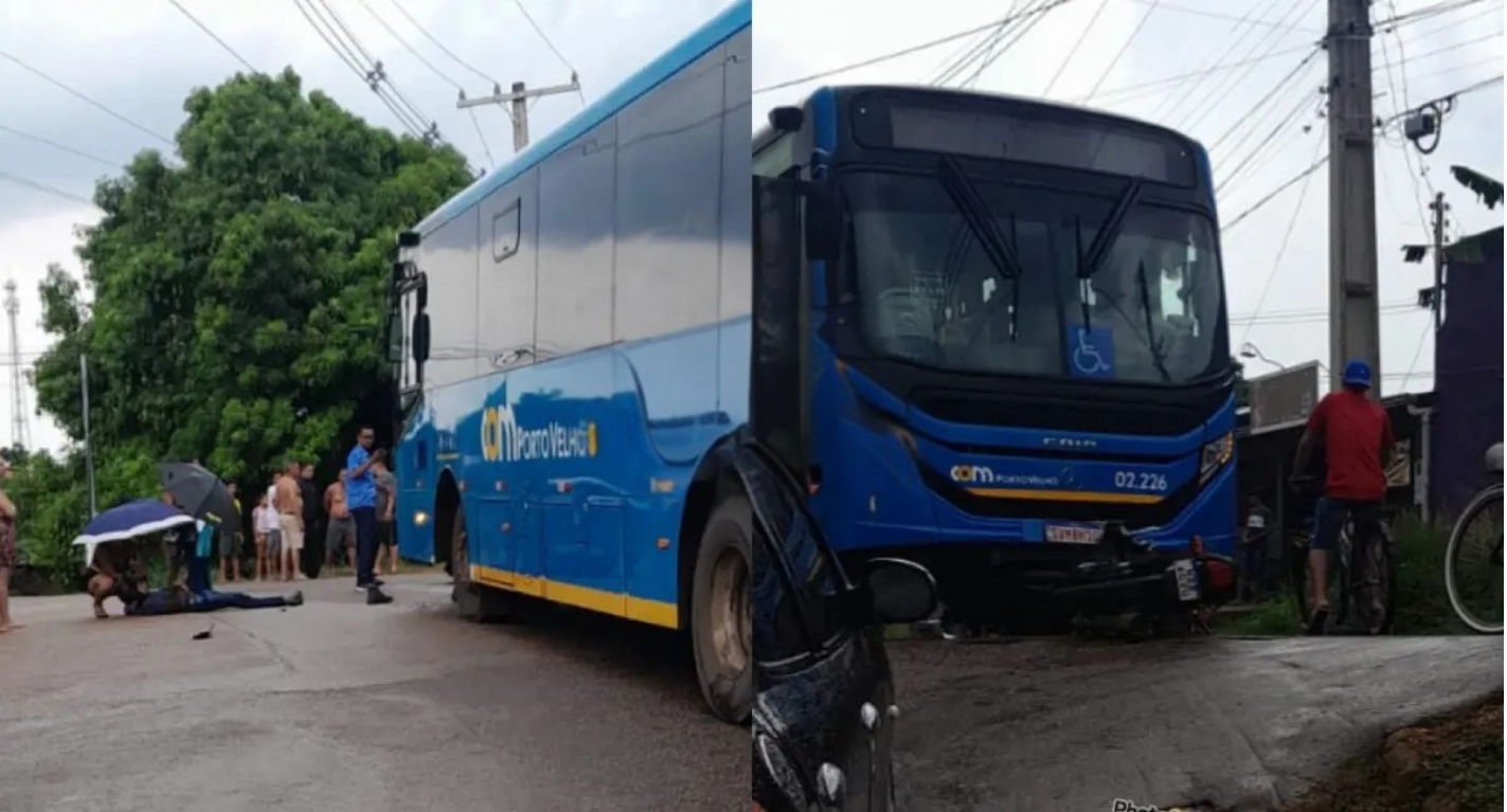 Motociclista fica ferido após colisão com ônibus em Porto Velho
