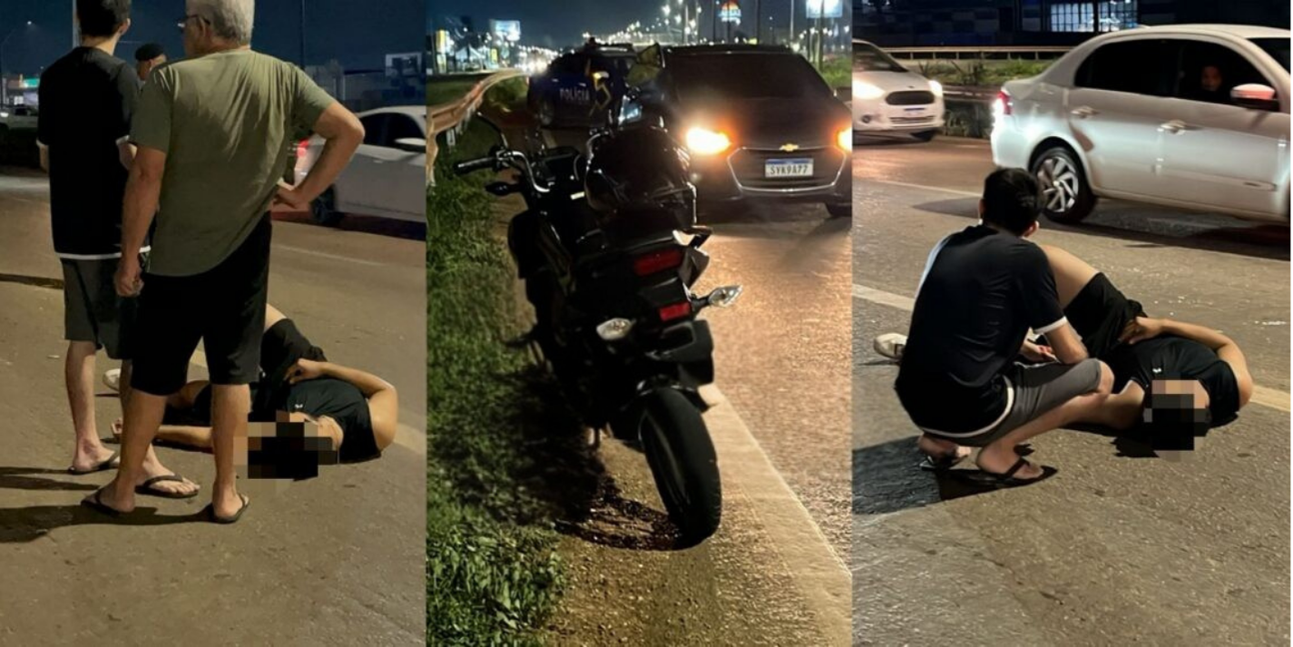 Motociclista fica ferido após ser fechado por carro na BR-364 em Porto Velho