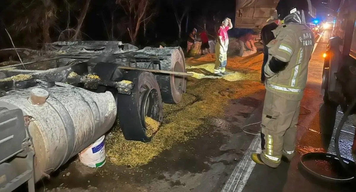 Motorista evita tragédia após princípio de incêndio em carreta na BR-364