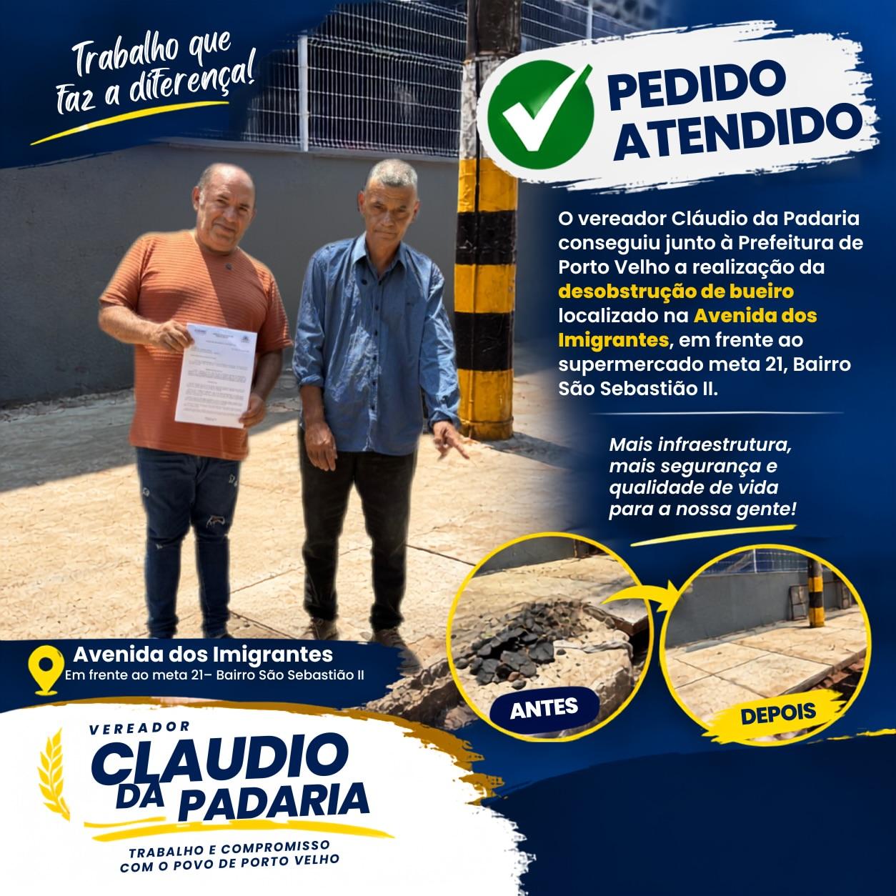 Pedido de providência garante desobstrução de bueiro na Avenida dos Imigrantes